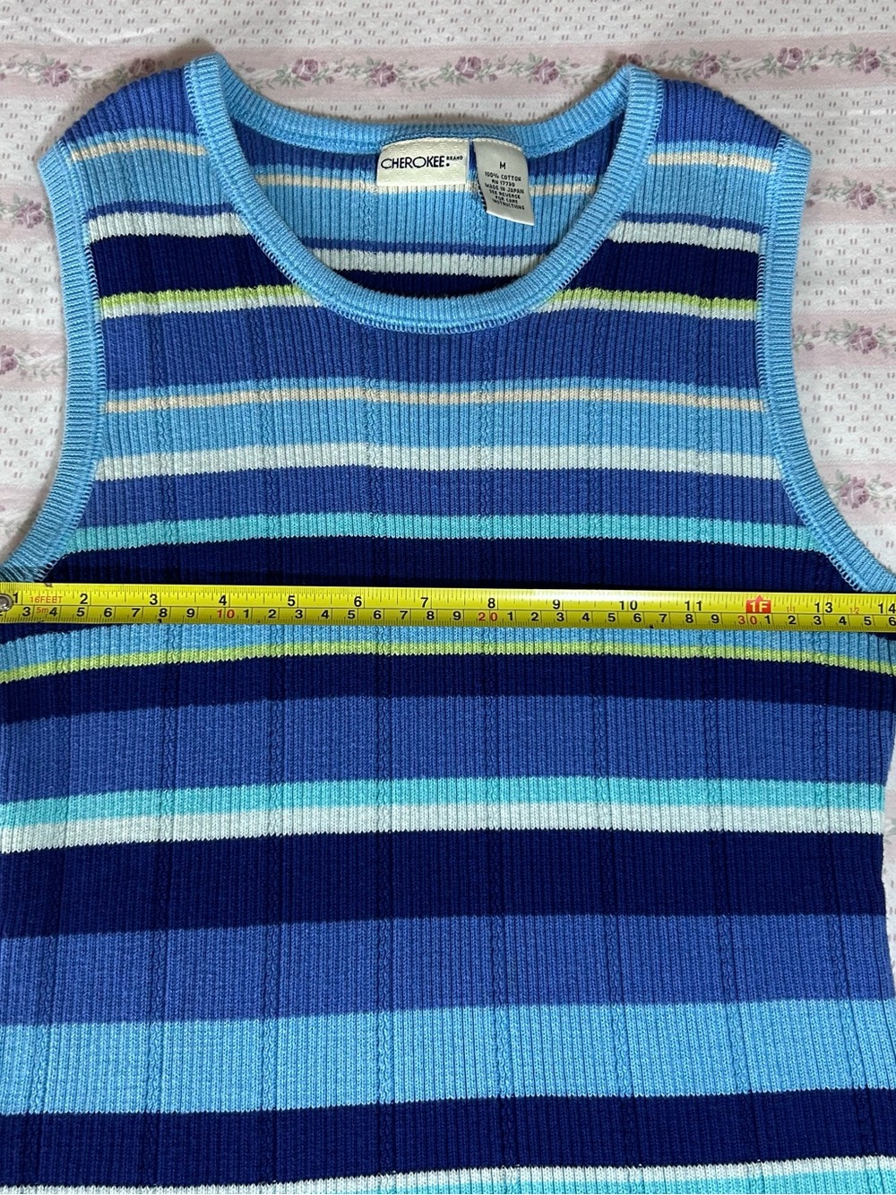 Cherokee Blue Multi-Striped Ribbed Tank - Picture 5 of 6
